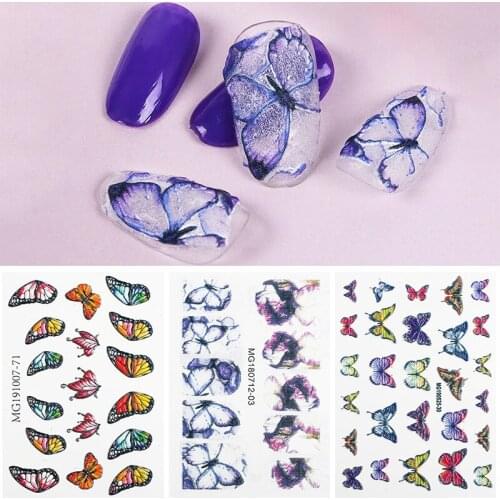 1sheet 3D Engraving Butterfly Nail Sticker DIY Acrylic Nail Sticker Embossed Flying Butterflies water Manicure Decoration