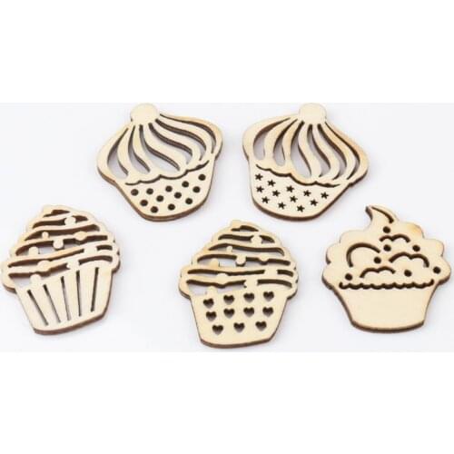 Natual Cake Pattern Wooden Scrapbooking Art Collection Craft for Handmade Accessory Sewing Home Decoration 30mm 20pcs MZ169
