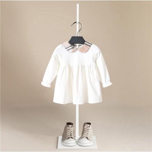 Girls Dress 2020 New Autumnr Brand Girls Clothes Lattice Turndown Collar Design Baby Girls Dress Party Dress for Infant Dresses