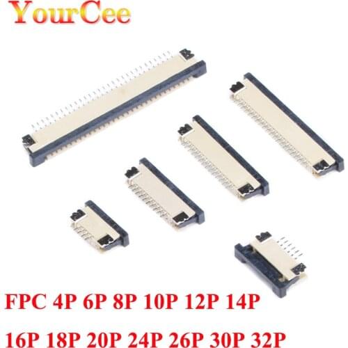 10PCS/Lot FPC Connector Socket FPC Pitch 1.0MM Drawer Top Contact Type 4P 6P 8P 10P 12P 14P 16P 18P 20P 24P 26P 30P 32P