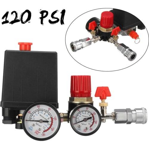 240V AC Regulator Air Compressor Pump Pressure Control Switch Valve Manifold Relief Regulator Gauge with Quick Connector