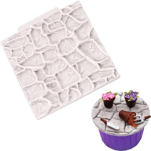 Cobble Stone Brick Wall Silicone Molds For Baking Fondant Cake Decorating Tools Embosser Baking Mould Kitchen Tools M1128