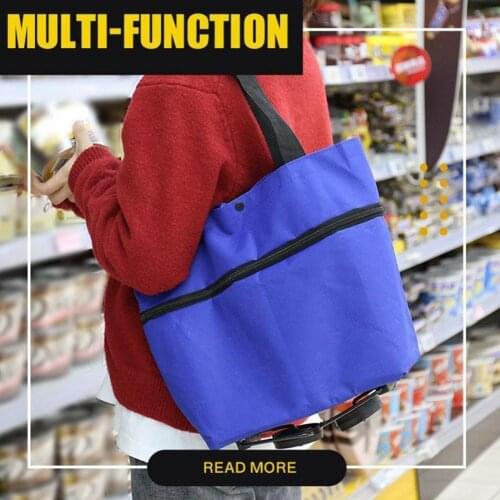 Shopping Bag Eco-friendly Collapsible Oxford Cloth Wheeled Climbing Cart for Outdoor