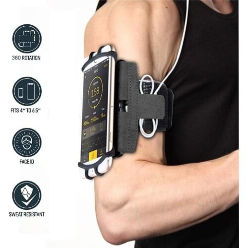VNSTRIP Universal Sport Exercise Armband Elastic Silicon Wrist band for phone 4.5 to 6.5 inch 360 Rotating Running Training bag