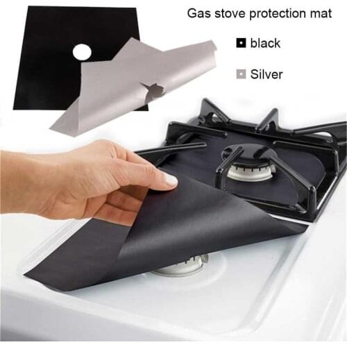 2pcs/set Gas-stove-cover Reusable Oil Pollution Protection Gas Stove Burner Cooking Protectors Cover Liner Clean Mat Plate