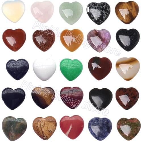 DIY Love Heart Shape Crystal Chakra Healing Stone Natural Quartz Gemstones Pendant Home Handmade Jewelry Gift