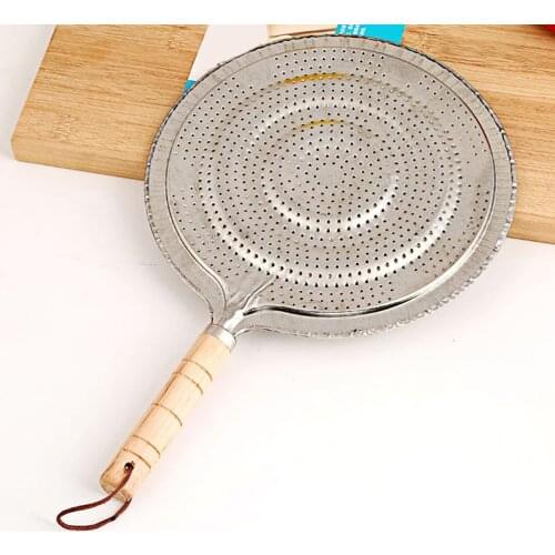 1PC Placemat Convenient Heat-resistant Metal Wooden Handle Round Handmade Insulation Pad for Kitchen Accessories