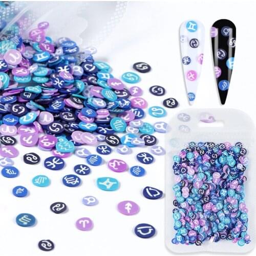 10G Constellation Polymer Clay Slices For Nail Design French Charms Manicure DIY Signs Of The Zodiac Nails Accessories RK140172