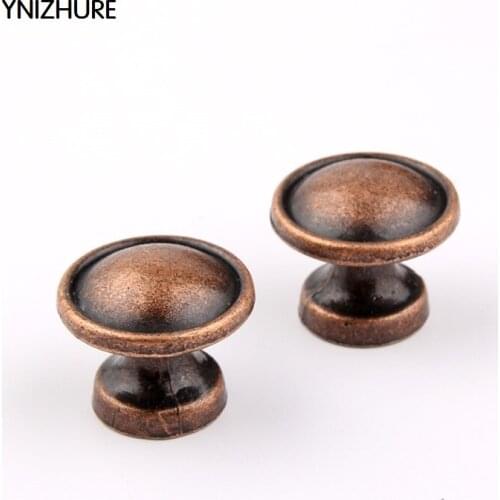 10pcs 25*21mm Antique Handle Single Hole Round Knob Zinc Alloy Kitchen Furniture Cabinet Door Cupboard Closet Drawer Pull