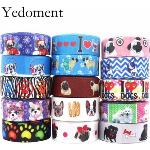10 yards 7/8" (22mm) dog printed grosgrain ribbon cute animals ribbon hair accessories 10 yards Y2020091803
