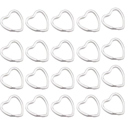 20Pcs Heart-Shaped Split Rings Key Rings