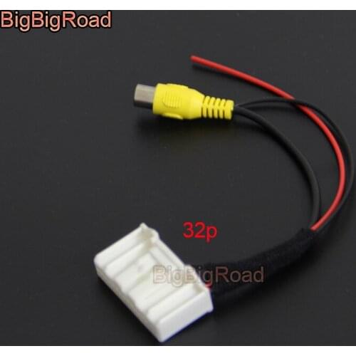 BigBigRoad For Nissan Qashqai J11 X-Trail Rogue Car Adapter Connector Wire Cable Rear View Camera Original Video Input RCA