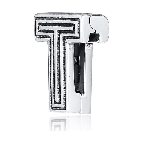 Beads 925 Sterling Silver Reflexions Letter T Clip Charms Fits Europe Bracelets charmes prata 925 original Bead Jewery Making