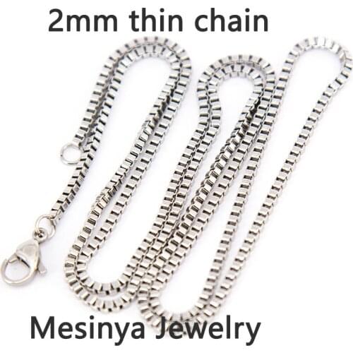 10pcs 316L Stainless steel 2mm width 24'' box chain necklace for floating glass locket pendant necklace