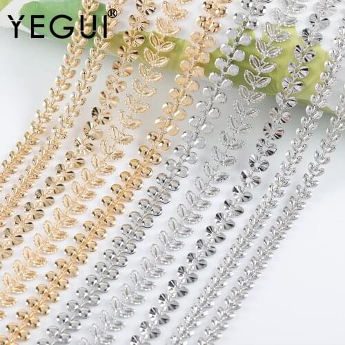 YEGUI C242,diy chain,jewelry finding,18k gold plated,copper metal,rhodium plated,diy bracelet necklace,jewelry making,1m/lot