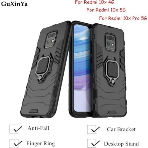 Phone Cases Redmi 10X 5G Back Cover For Xiaomi Redmi 10X Funda Luxury Armor Magnetic Ring Cover For Xiaomi Redmi 10X Pro Bumper