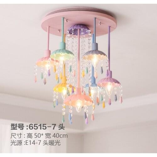 Macaron Colourful Crystal Ceiling Lamp For Bedroom children Fixture lampe LED Ceiling Lights girl princess home Deco lighting