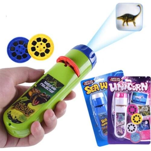 Projection Flashlight Children Projector Light Cute Cartoon Toy Night Photo Picture Light Bedtime Learning Fun Toys