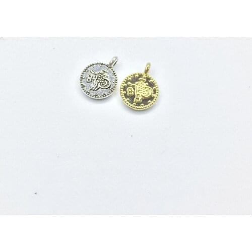 Eruifa 20pcs 8mm Mini Coin gold/Silver plated Zinc alloy Charms Pendant Jewelry DIY Necklace Bracelet Earrings 2 colors
