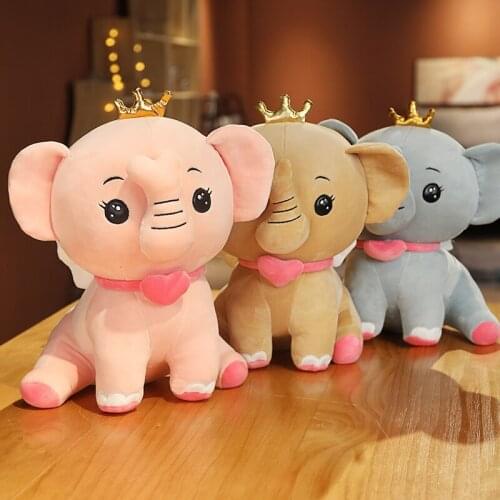 40 / 50 / 60cm Lovely Soft and Comfortable Stuffed Animal Toy Girlfriend Childrens Gift Crown Elephant Doll Plush