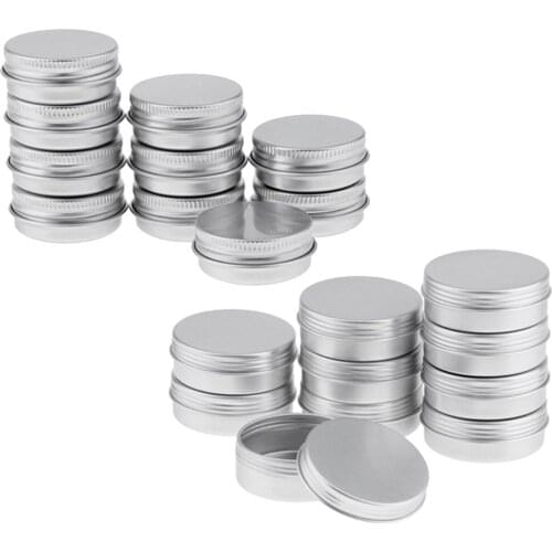 20x 15ml 25ml Round Aluminum Cans Screw Lid Empty Tin Jars Lip Balm Storage Containers Cosmetic Cream Jars Bottle