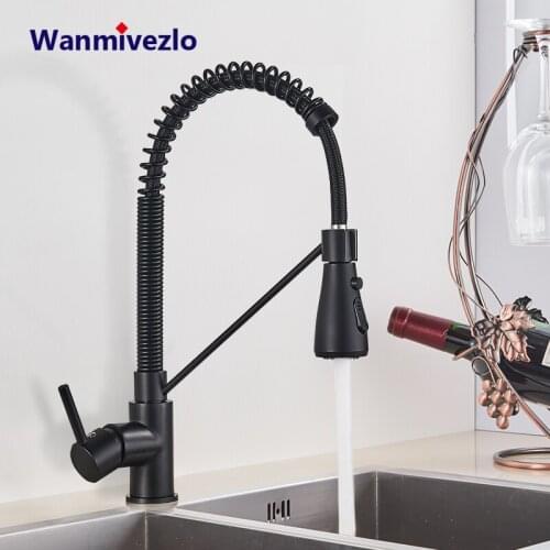 Kitchen Faucet Pull Down Kitchen Mixer Tap Matte Black 360 Rotate Sprayer Deck Mount Hot Cold Water Brass Crane Torneira