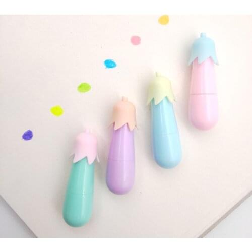 6 Colors Eggplant Highlighter Marker Pens Stationery Office School Supplies Office focus marker pen