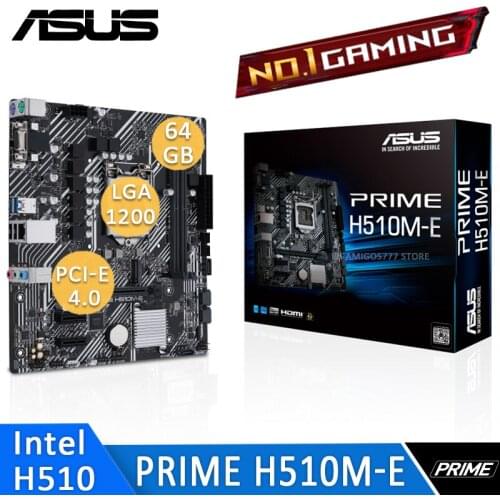 LGA 1200 Asus PRIME H510M-E Motherboard PCIe 4.0 32Gbps M.2 D-Sub COM Support 10th/11th-Gen Cpu Desktop Intel H510 Placa-Mãe