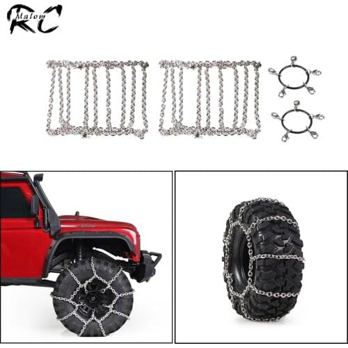 Metal RC Car Tire Snow Chain Wheels Ice Mud Road Anti Skid Chains for 1/10 RC Crawler Axial SCX10 90046 Traxxas TRX-4 TRX6 D90