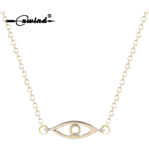 Cxwind Fashion Women Hollow Eyes Necklaces Turkish Evil Eye Clavicle Pendant Necklace Chain Jewelry for Gir Gift