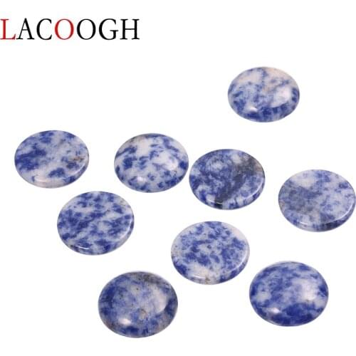 Fashion 20pcs Dia 10 12 14 16mm Round Flatback Blue Bead Cabochons Beads Natural Stone Beads for DIY Pendant Blank Base Findings