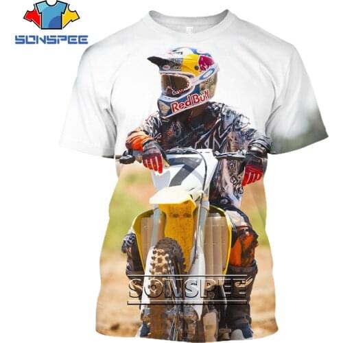 SONSPE 2020 Mens T-Shirt Summer 3D Printed Motocross Racing T-Shirt Ladies Casual Fashion Short Sleeve Sports Car T-Shirt Top