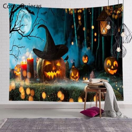 2021 New Halloween Tapestry Living Room Bedroom Decoration Halloween Festive Party Wall Hanging Cloth Art Home Wall Painting