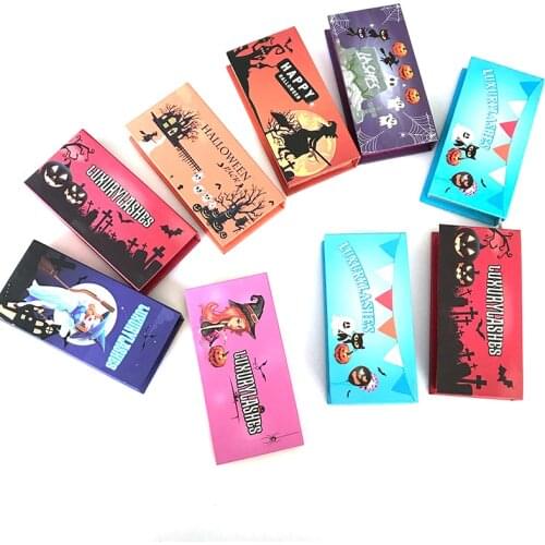 3d Mink Eyelashes Hallowmas Package Makeup Eyelash Packaging Box Custom Logo Lash Boxes Packaging Mink Lashes Case Bulk Vendors