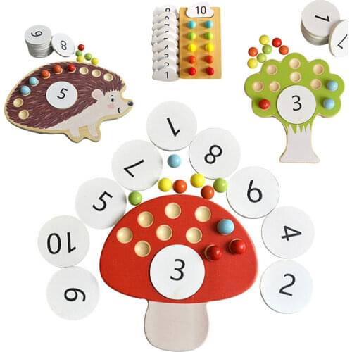 Montessori Number Sense Learning Toys Ladybug Hedgehog Number Counting Boards Wooden Beads Number Counting Board Educational Toy