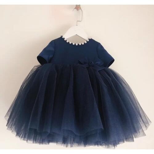Formal Girls Christmas Dress Royal Blue Bridesmaid Kids Clothes Beads Girls Children Princess Gown Party Wedding Prom Clothes
