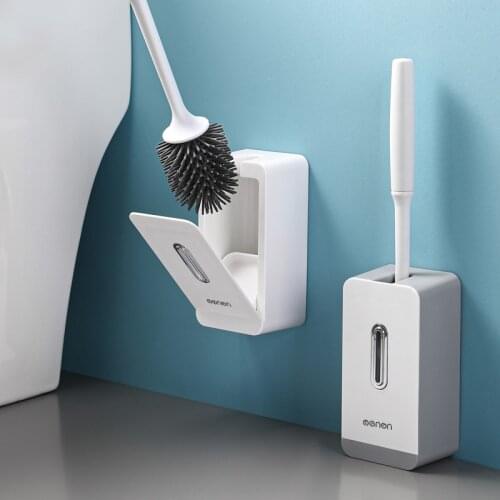 GURET Silicone TPR Toilet Brush With Base No Dead Angle Cleaning Brush For Toilet Wall Mount Cleaning Tools Bathroom Accessories