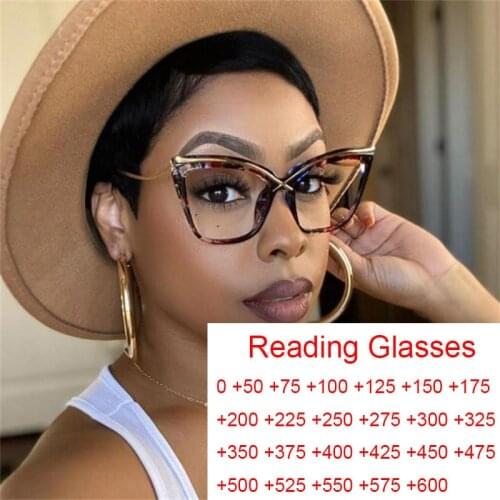 Unique Oversized Leoaprd Cat Eye Reading Glasses Women Big Frame Vintage Presbyopia Clear Anti Blue Light Glasses +2 +4 Leesbril
