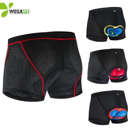 WOSAWE 2021 Mens MTB Cycling Shorts Pro 5D Gel Pad Shockproof Breathable Underpant Bicycle Shorts Bike Tights Underwear Women