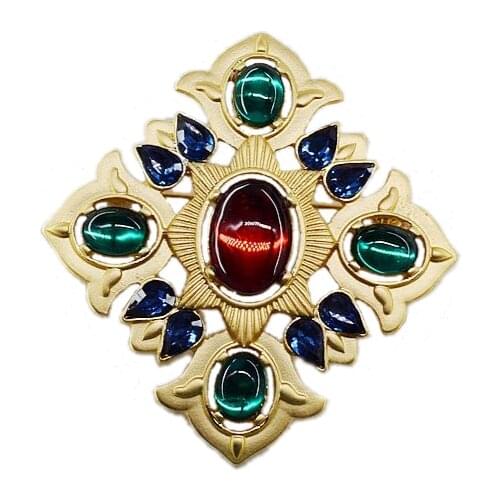 YDGY 2019 New Fashion Retro-antique Palace-inlaid Resin Gem Brooch Flower Female