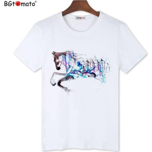 2021 t-shirt printing in the material Never fade colorful shirt short sleeve o neck summer top casual cloth horse shirt