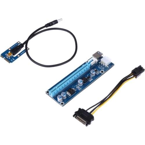3.0 Mini 40 cm PCI-E 16PIN to PCIe Riser Card PCI Express 1x to 16x Extender Adapter with SATA Power Cable for BTC Miner Blue