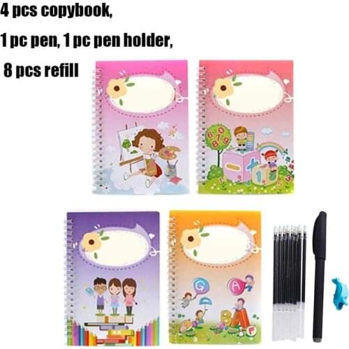 4Pcs/set Copybook English Alphabet Arabic Numeral Drawing Practice Set