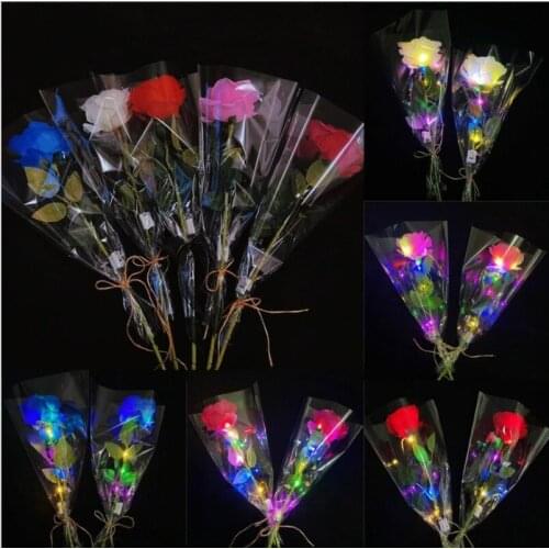 8pcs Lighted Luminous Rose Flower Bouquet Led String Lights Flash Valentines Day Glowing Party Wedding Decor Christmas