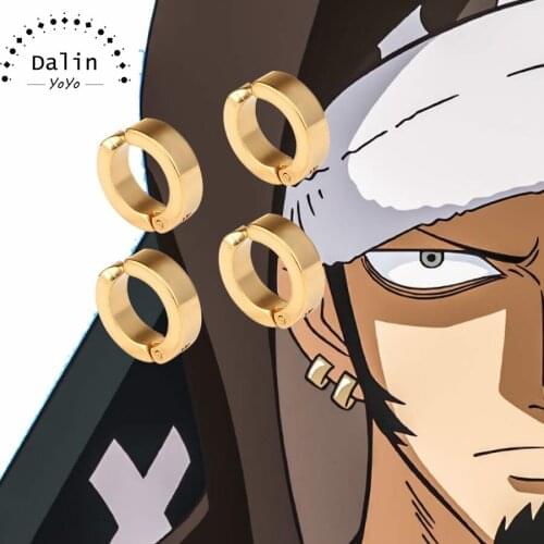 Anime One Piece Trafalgar Law cosplay earrings Trafalgar Law cosplay clip earrings Jewelry Halloween Custom Gift Earring Props