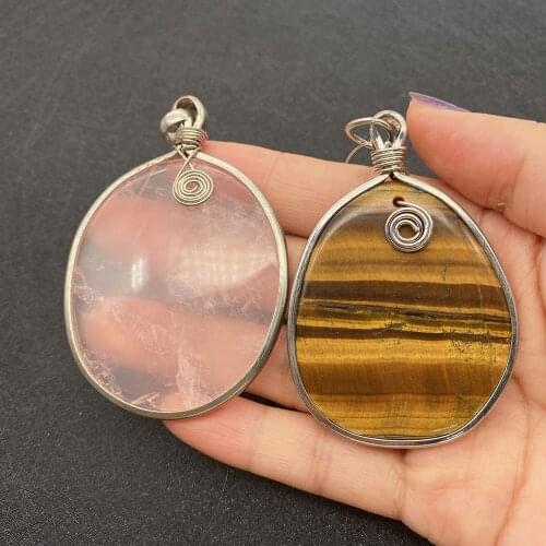 Irregular Shape Edging Crystal Pendant Natural Semi-precious Stone Pendant for DIY Necklace Jewelry Making Charm Accessories