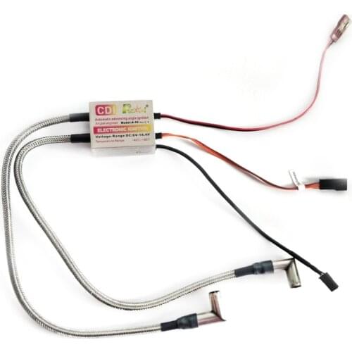 Rcexl Twin Cylinders CDI Automatic Advancing Angle Ignition for NGK-ME8 1/4-32 Gas Engine 90 Degree