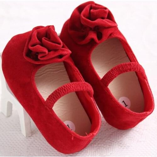 0-1 year old female baby spring and autumn solid color flowers baby toddler shoes