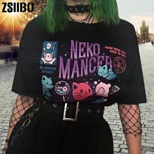 Womens Shirts dropshipping Print clothes vintage Harajuku T-Shirts Tshirts tops clothing personality cartoon cat short sleeve