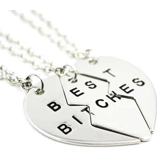 Three Split Pendant Jewelry Best Friends Forever Heart Necklace Best Bitches Necklace Sets